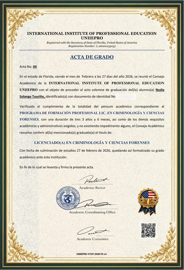 Licenciatura en Criminología y Ciencias Forenses &ndash; UNIIEPRO, 2026
