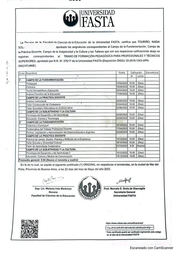 Tramo de Formación Pedagógica &ndash; Universidad FASTA, 2023